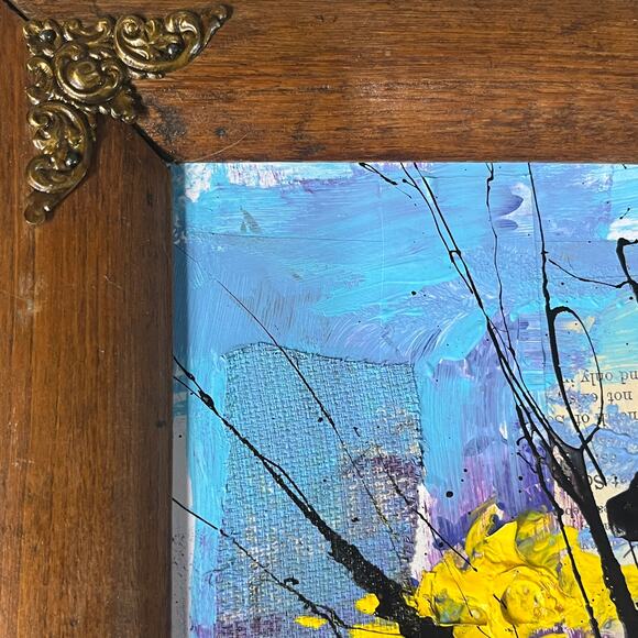 Original Framed Mixed Media Abstract Art Painting 14x17 "Executrix" - Picture 3 of 8